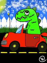Load image into Gallery viewer, Doodledana- Driving Dino Doodle