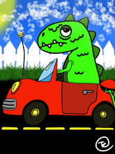 Load image into Gallery viewer, Doodledana- Driving Dino Doodle
